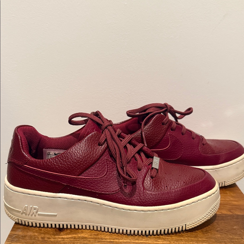 Nike Burgundy Sneakers With White Soles Used As Is